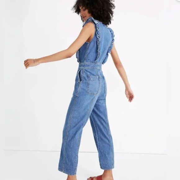 Madewell Denim Ruffle-Sleeve Zip-Front Jumpsuit - Picture 6 of 7